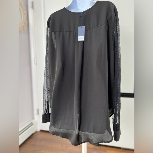LIBBY Edelman Black Rhinestone V-Neck Sheer Long Sleeve Formal Top Size XXL NWT - Picture 9 of 17